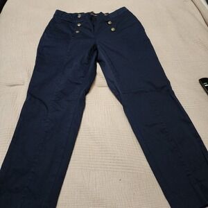 Banana Republic factory Avery sailor pants 6P navy button detail flat front